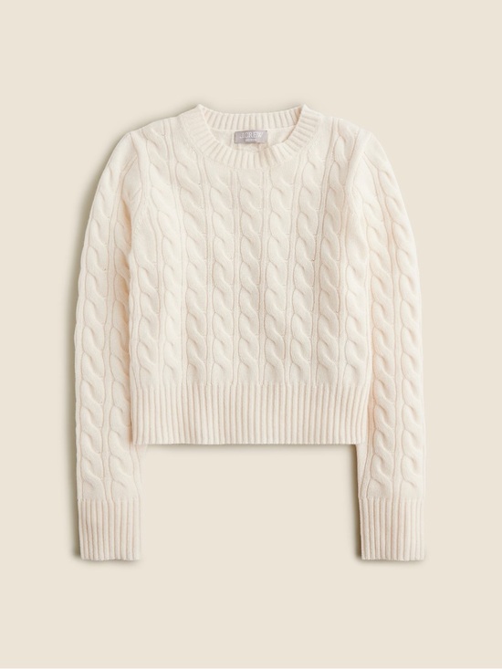 J. Crew Sweaters - $228 J. Crew 💯 Cashmere Shrunken Cable Knit Crewneck Sweater, Ivory, M Medium